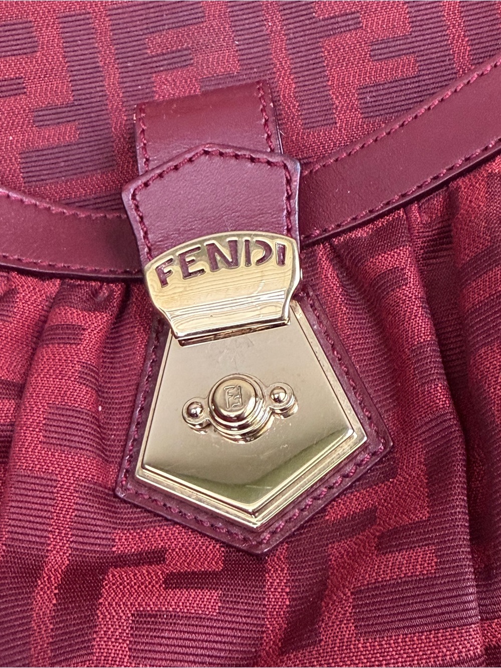Fendi Red Zucca Canvas and Leather Borsa Chef Tote. - Picture 12 of 13
